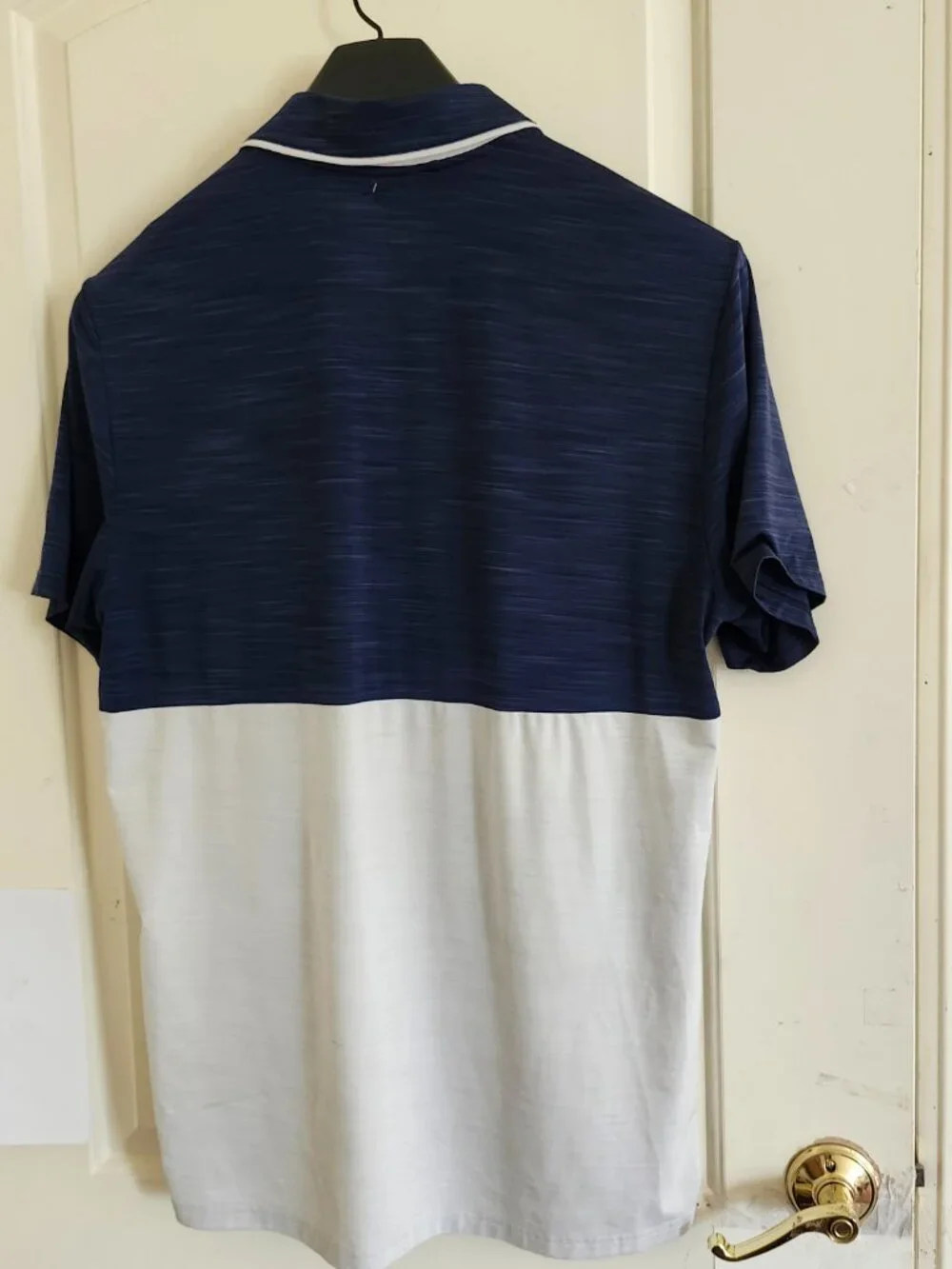 Adidas Golf Mens L Golf Shirt Polo Short Sleeve Navy Blue & Gray